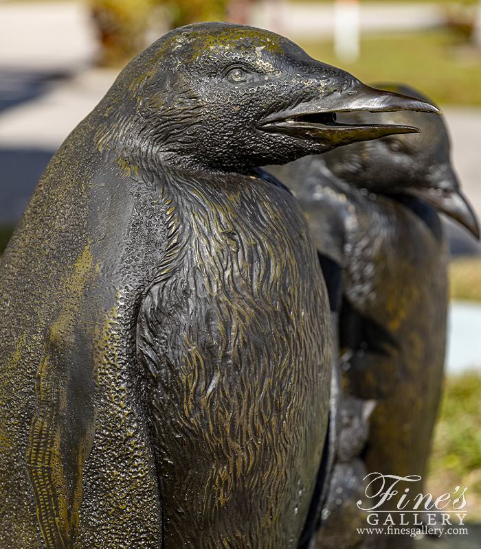 Bronze Fountains  - Penguin Family Bronze Fountain - BF-559